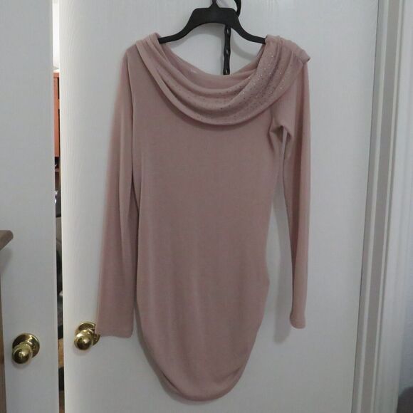 Mauve Pullover Knit Sweater with Cowl Neck and Sparkles Sz 8, Women Party Wear - Picture 7 of 9